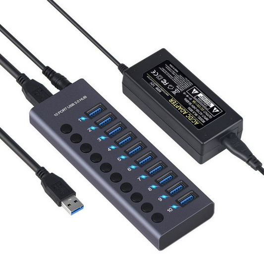 10 Port USB 3.0 Hub with Individual Power Switches