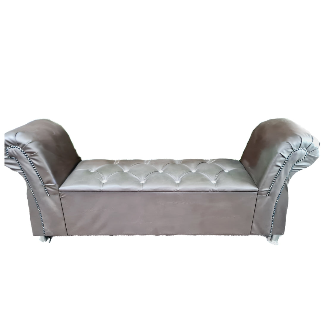 Leather Ottoman Bench - Dark Brown