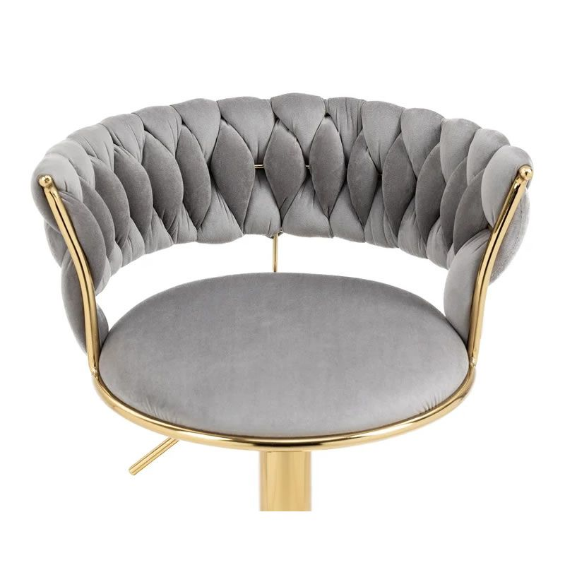 Set of 2 Velvet Swivel Luxury Bar Stools  - Grey