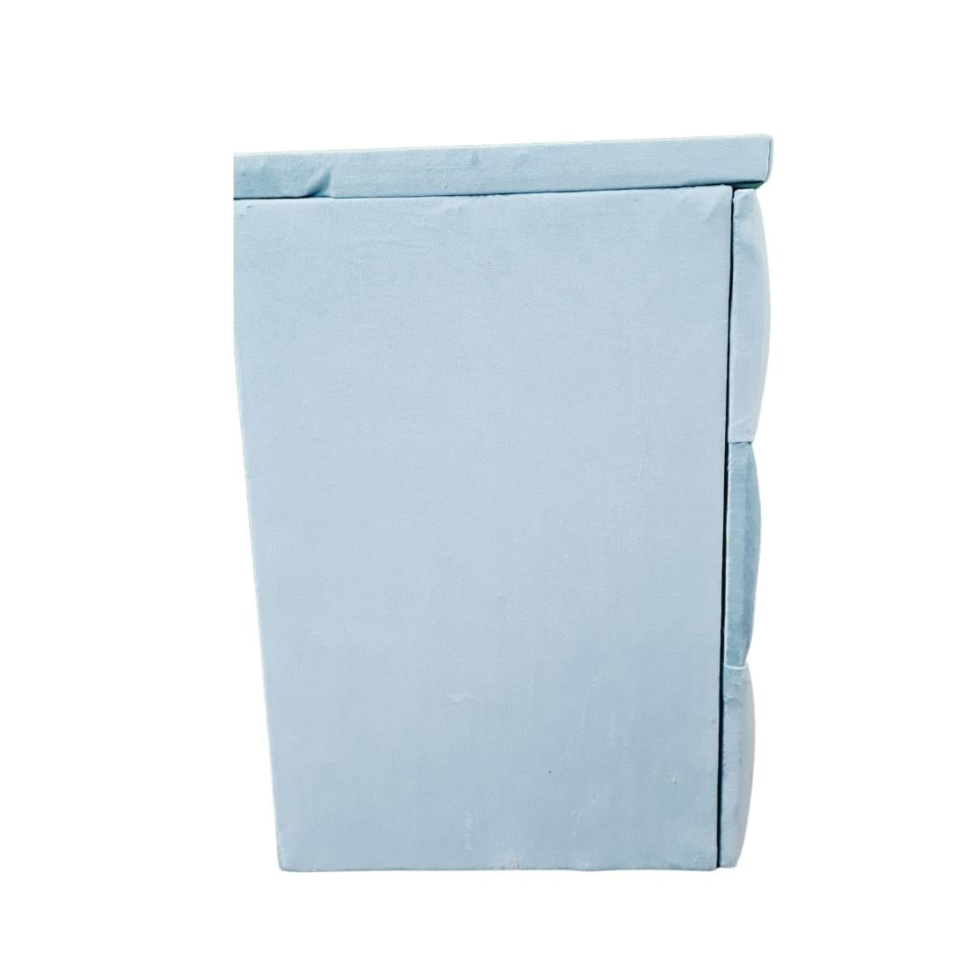 Velvet Material Bedside Table Single - Light Blue