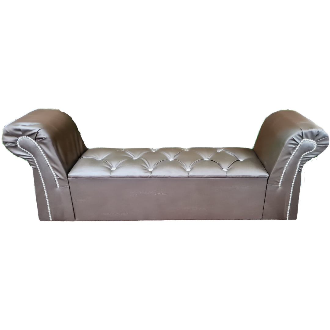 Leather Ottoman Bench - Brown