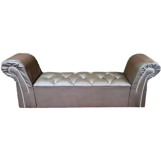 Leather Ottoman Bench - Brown