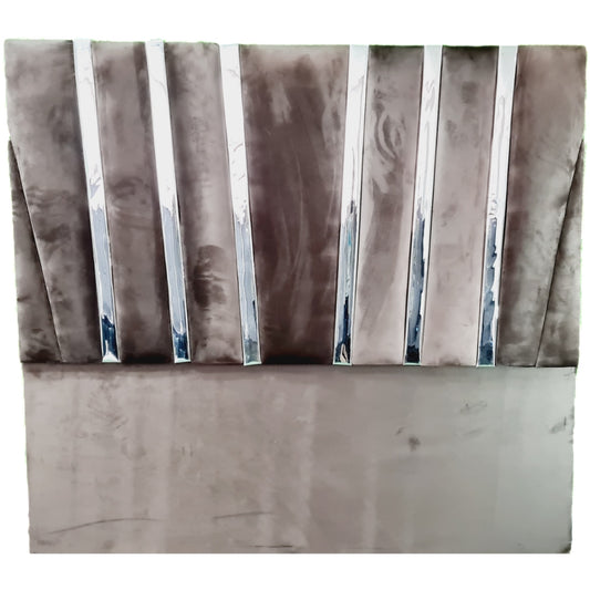 Velvet Material Headboards - Brown with faux metal stripes