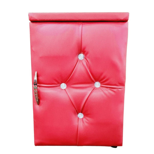 Leather Bedside Table Single - Red