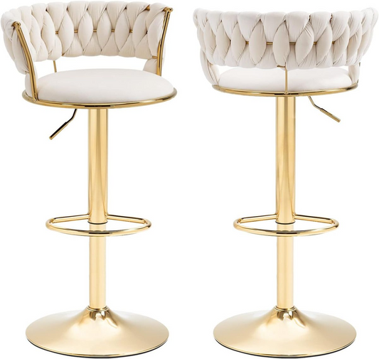 Velvet Swivel Luxury Bar Stools - Set of 2