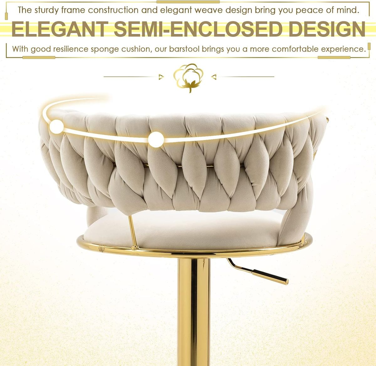 Velvet Swivel Luxury Bar Stools - Set of 2