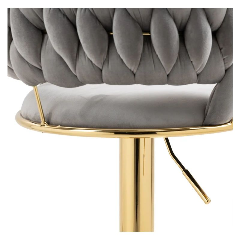 Set of 2 Velvet Swivel Luxury Bar Stools  - Grey